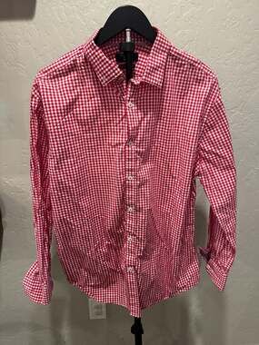 An Original Penguin Heritage Slim Fit Red and White Gingham Button Down Shirt